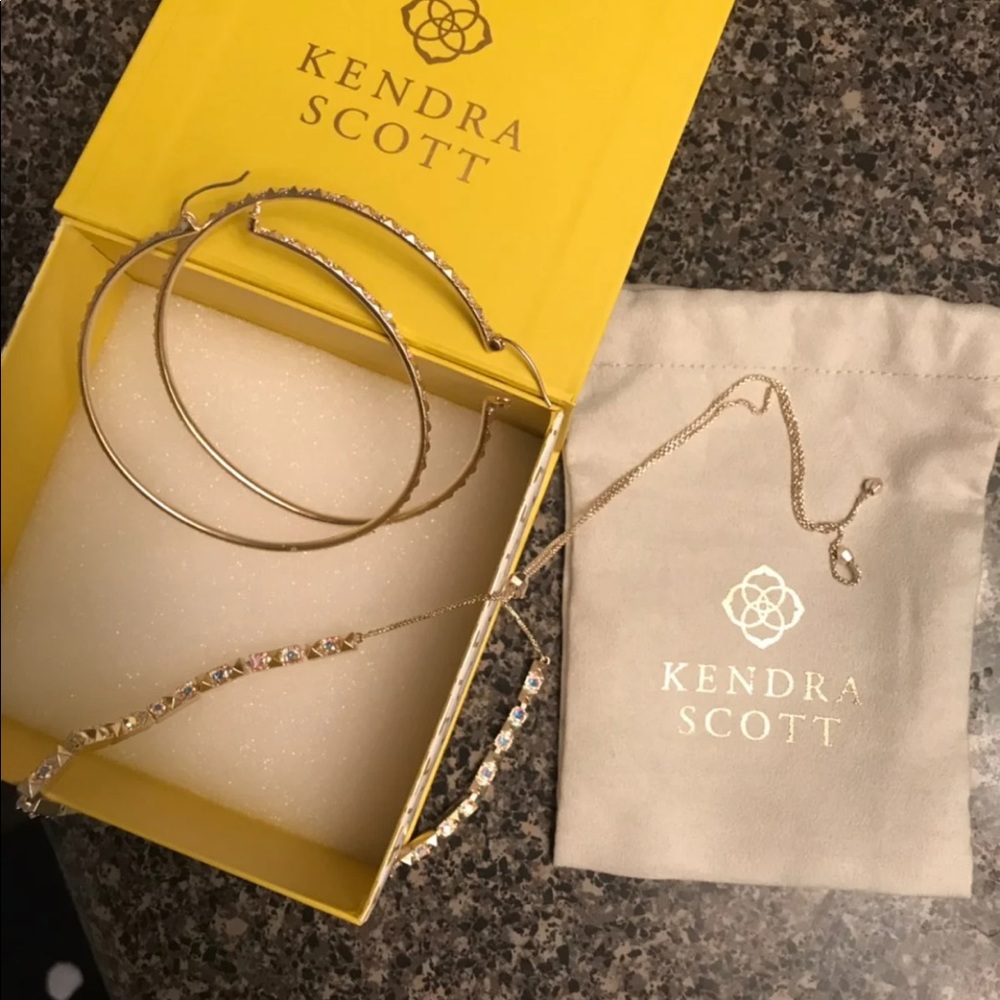 Kendra Scott hoop earrings and choker set